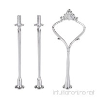CHICTRY 3 Tier Metal Fan Shape Cake Pastry Stands Fittings Hardware Holder Rods Fruit Candy Desserts Heavy Plate Handles for Wedding Party Decoration Silver One Size - B07748N3F1